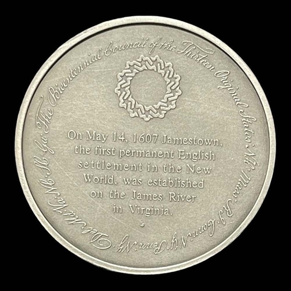 Vintage Medal History of Colonial America Pewter Coin First Permanent Settlement - Picture 2 of 3